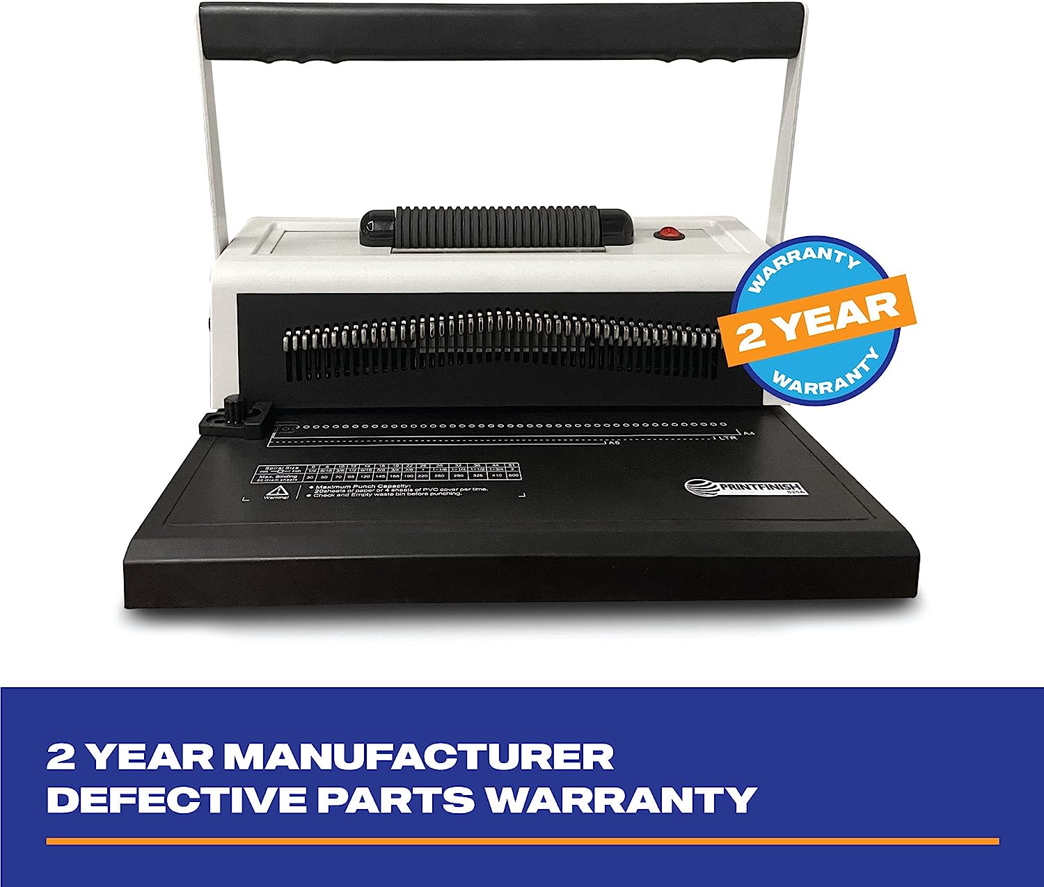 PrintFinish Coilbind S25A Upgraded Spiral Coil Binding Machine - with Electric Coil Inserter - Professionally Bind Presentations Documents - Free Crimper Free Box of 100 Plastic coils - 4 to 1 Pitch - Image 6